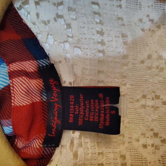 Men's Red Plaid Shirt with Lace Detail - Picture 12 of 16